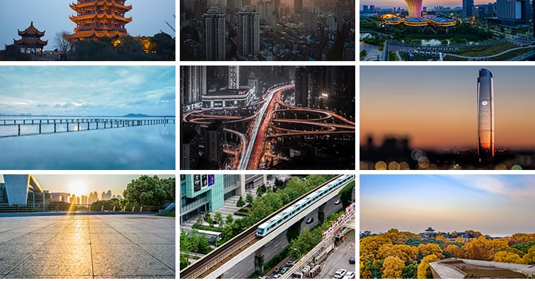 湖北武汉旅游风景城市建筑夜景风光长江大桥摄影抖音图片设计素材