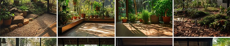 窗外绿植物树林室内绿色清新虚拟动态视频绿幕直播间背景图片素材