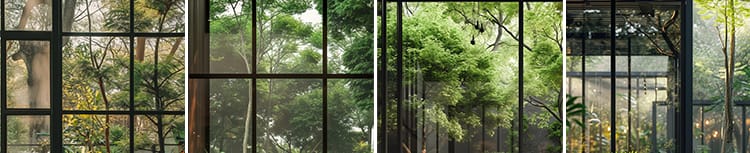 窗外绿植物树林室内绿色清新虚拟动态视频绿幕直播间背景图片素材