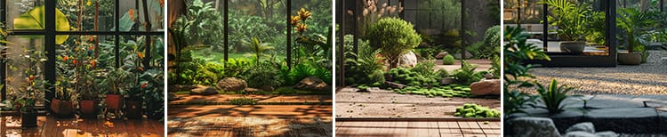 窗外绿植物树林室内绿色清新虚拟动态视频绿幕直播间背景图片素材