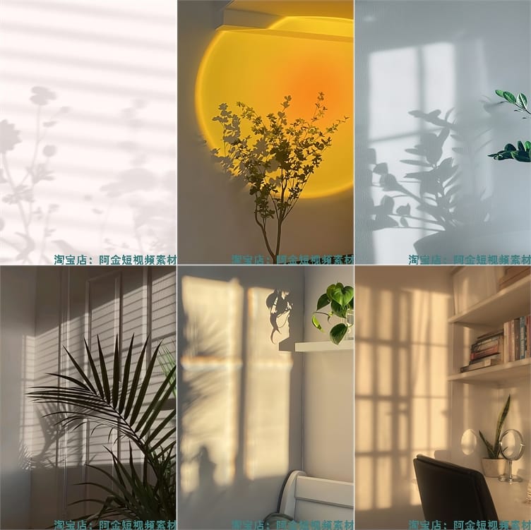 唯美光影氛围室内背景图片落日灯光夕阳高清绿幕虚拟直播间素材