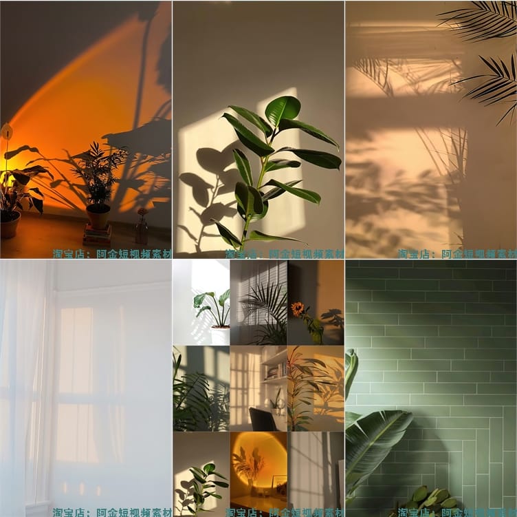 唯美光影氛围室内背景图片落日灯光夕阳高清绿幕虚拟直播间素材