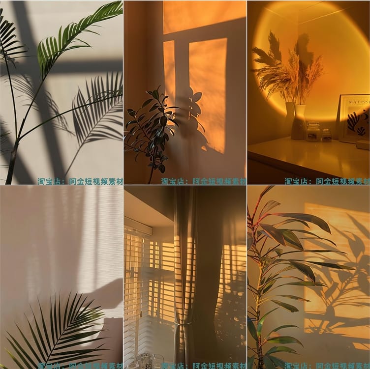 唯美光影氛围室内背景图片落日灯光夕阳高清绿幕虚拟直播间素材