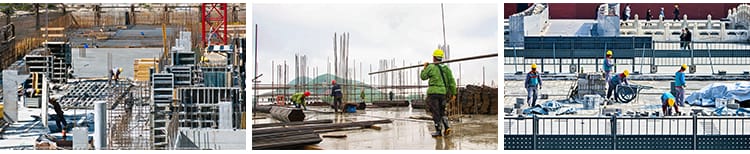 建筑工人施工工地城市房屋楼房建造安全生产民工程师现场图片素材