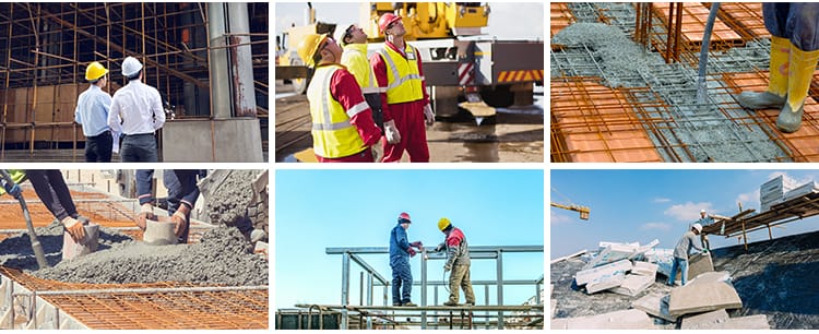 建筑工人施工工地城市房屋楼房建造安全生产民工程师现场图片素材