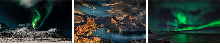 挪威风光北欧小镇北极光雪山湖泊山脉山河自然风景摄影图片照素材