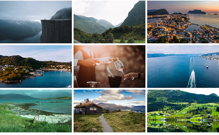 挪威风光北欧小镇北极光雪山湖泊山脉山河自然风景摄影图片照素材