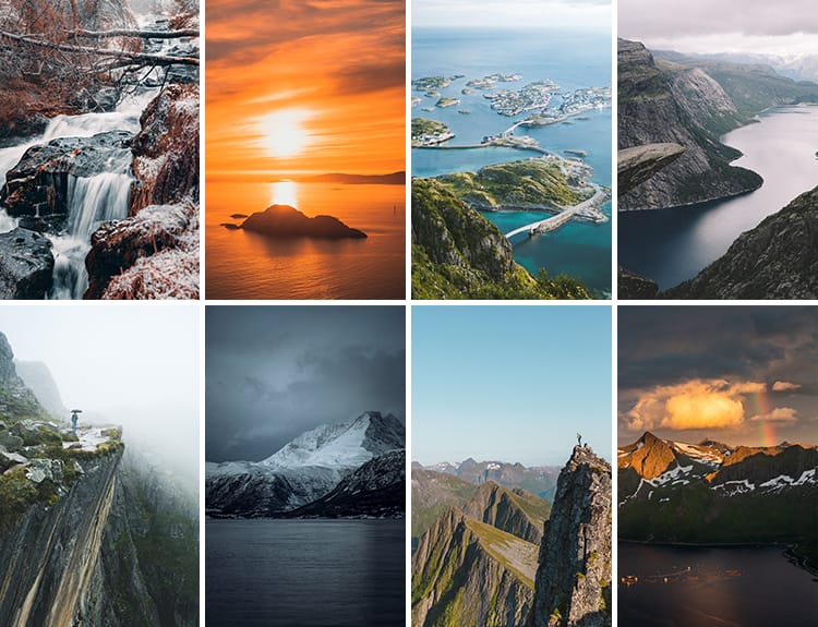 挪威风光北欧小镇北极光雪山湖泊山脉山河自然风景摄影图片照素材