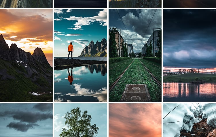 挪威风光北欧小镇北极光雪山湖泊山脉山河自然风景摄影图片照素材