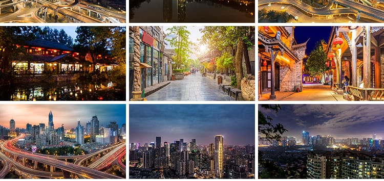 成都城市风光建筑夜景照片旅游景点风景摄影抖音高清图片设计素材