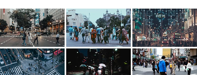 行人路人上班人群过马路人行道城市街头街景夜景人物行走图片素材