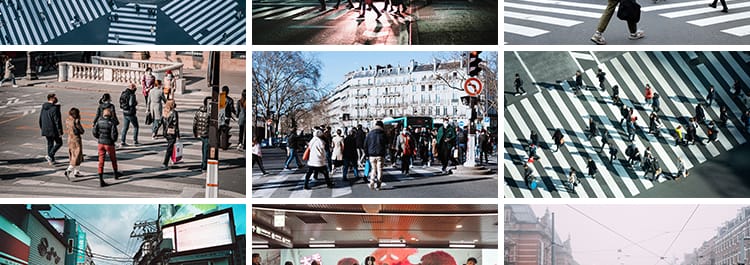 行人路人上班人群过马路人行道城市街头街景夜景人物行走图片素材