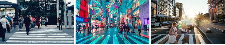 行人路人上班人群过马路人行道城市街头街景夜景人物行走图片素材