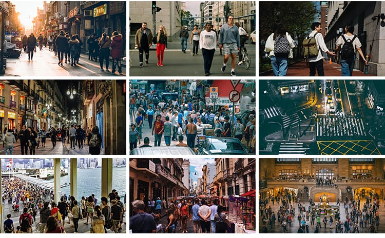 行人路人上班人群过马路人行道城市街头街景夜景人物行走图片素材