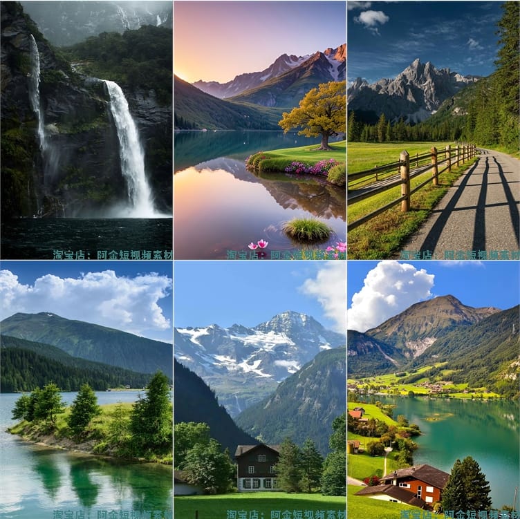 户外高山草原山川草地自然风景绿幕虚拟娱乐直播间背景图片素材