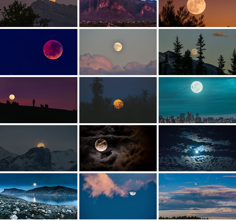 唯美夜空月亮水面圆月弯月白月光明月夜晚星空风景摄影图片照素材