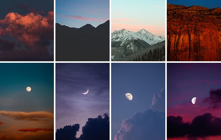 唯美夜空月亮水面圆月弯月白月光明月夜晚星空风景摄影图片照素材