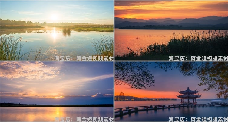 黄昏湖面海面海边大海天空晚霞日落风景素材高清治愈系摄影图片照