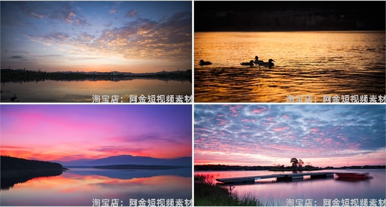 黄昏湖面海面海边大海天空晚霞日落风景素材高清治愈系摄影图片照