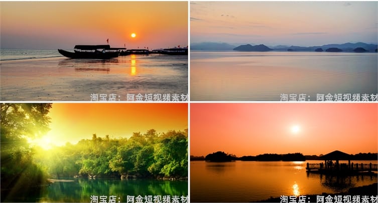 黄昏湖面海面海边大海天空晚霞日落风景素材高清治愈系摄影图片照