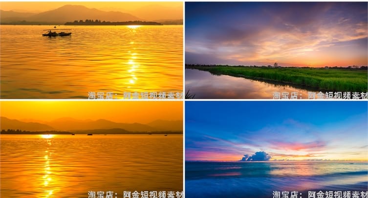 黄昏湖面海面海边大海天空晚霞日落风景素材高清治愈系摄影图片照