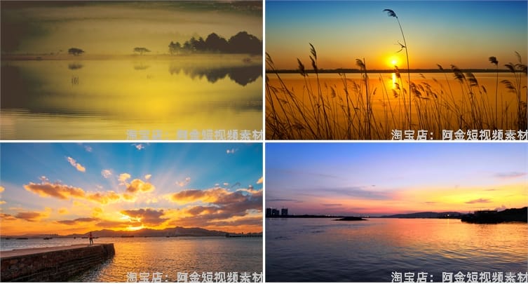 黄昏湖面海面海边大海天空晚霞日落风景素材高清治愈系摄影图片照