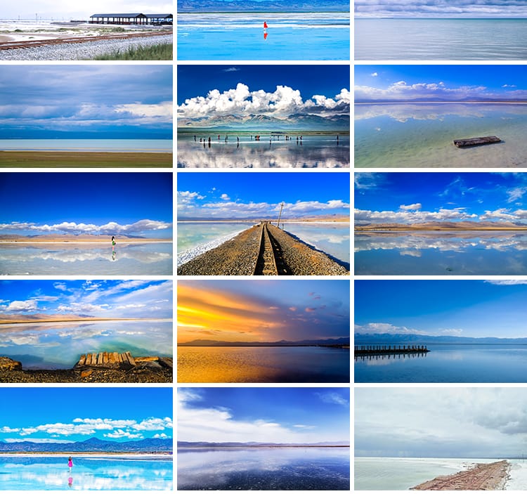 青海茶卡盐湖旅游景点小火车天空之境翡翠池自然风景JPG图片素材