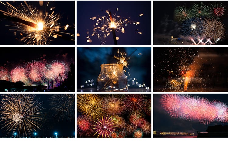 新年礼花烟花绽放夜晚浪漫唯美情感伤夜景高清抖音自媒体图片素材