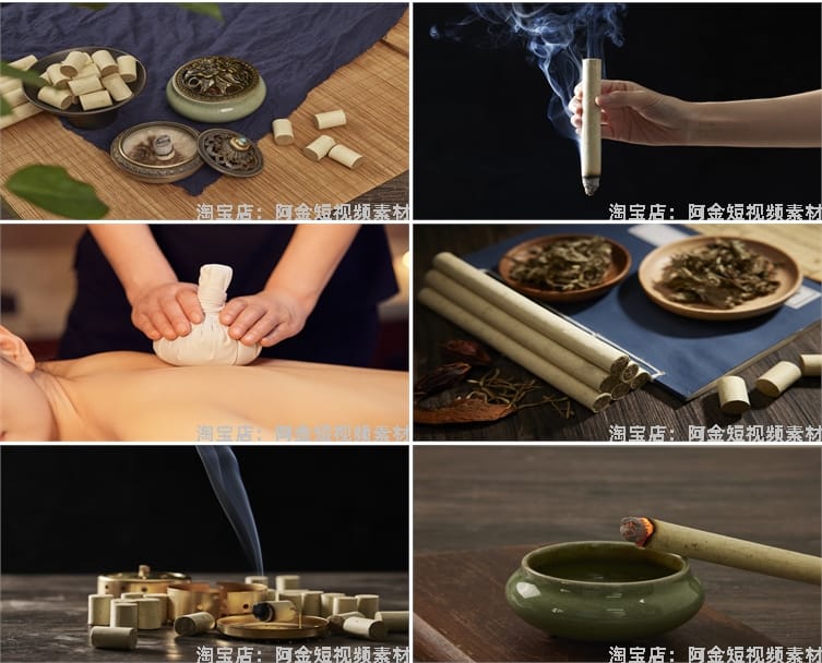 中医文化养生艾灸针灸熏艾药房抓药把脉拔罐养生保健广告图片素材