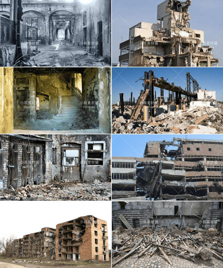 64张废弃建筑横版高清抖音自媒体pr剪辑背景图片素材