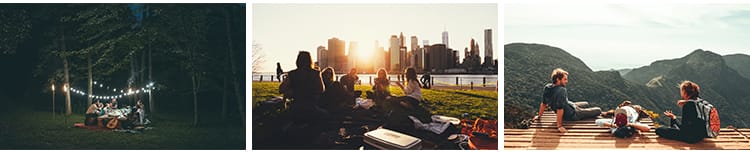 户外野营聚会郊外露营帐篷夜晚篝火旅游户外休闲活动营地图片素材