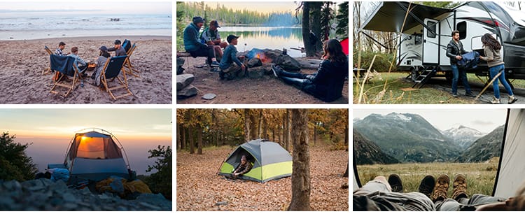 户外野营聚会郊外露营帐篷夜晚篝火旅游户外休闲活动营地图片素材