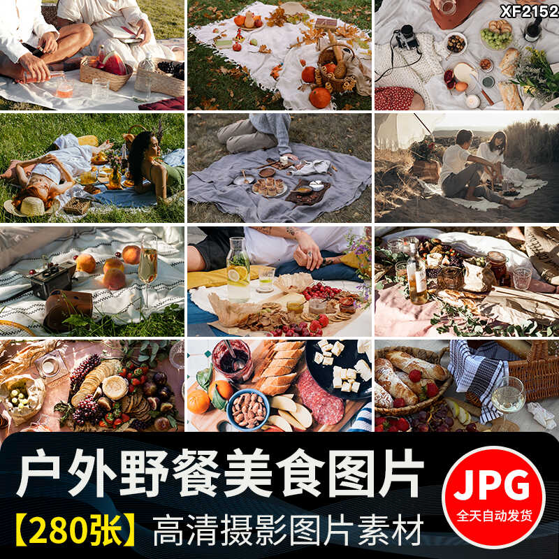 户外野餐聚会家庭国外野外美食水果甜点野营旅游休闲生活图片素材