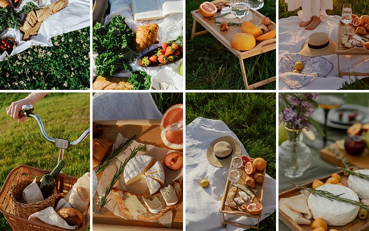 户外野餐聚会家庭国外野外美食水果甜点野营旅游休闲生活图片素材