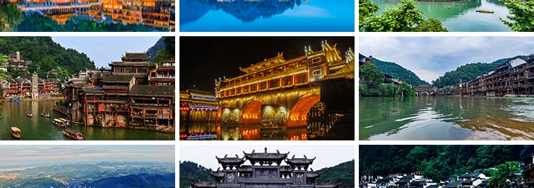 湖南凤凰古城风光吊脚楼旅游风景点景区夜景万名塔摄影图片照素材