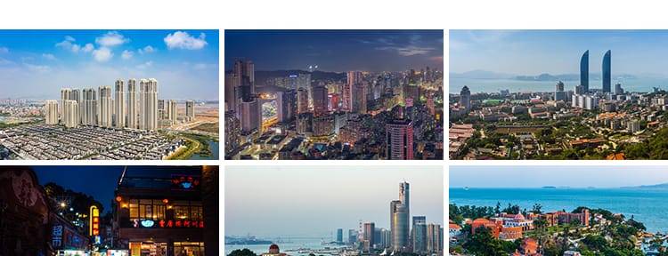 福建厦门地标双子塔大厦鼓浪屿风景城市风光夜景旅游照片图片素材