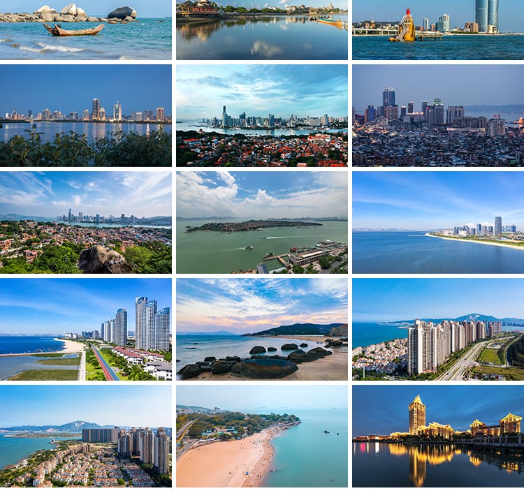 福建厦门地标双子塔大厦鼓浪屿风景城市风光夜景旅游照片图片素材