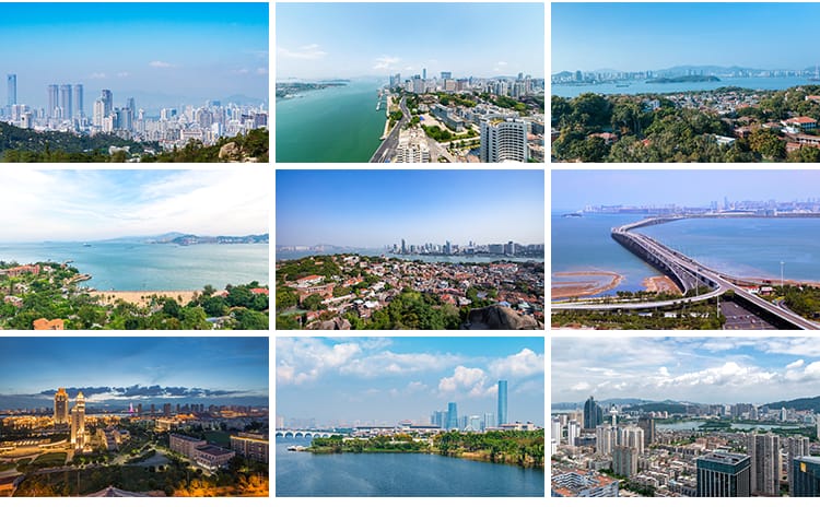 福建厦门地标双子塔大厦鼓浪屿风景城市风光夜景旅游照片图片素材