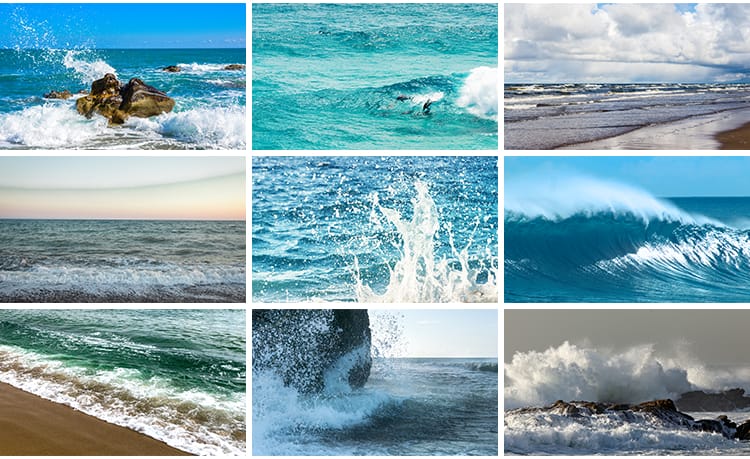 海浪花海边海浪波涛汹涌蓝色海洋礁岩石波浪高清摄影照片图片素材