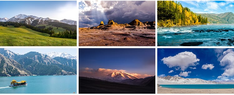 新疆风景伊犁喀纳斯湖草原风光五彩滩天山池沙漠戈壁JPG图片素材