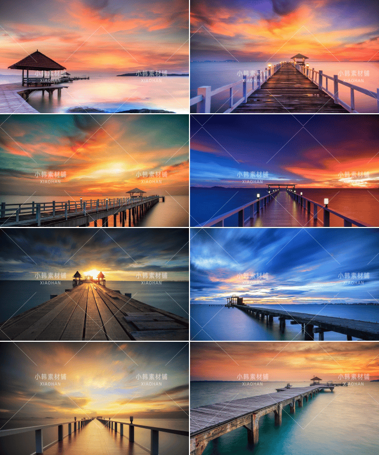 46张码头栈桥横版高清抖音自媒体pr剪辑背景图片素材