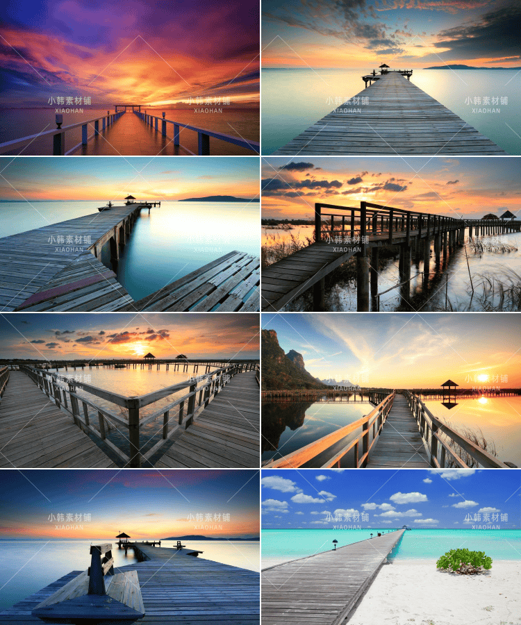 46张码头栈桥横版高清抖音自媒体pr剪辑背景图片素材