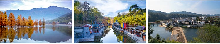 安徽宏村古村落旅游风景观古风徽派徽州乡村古镇建筑风光图片素材