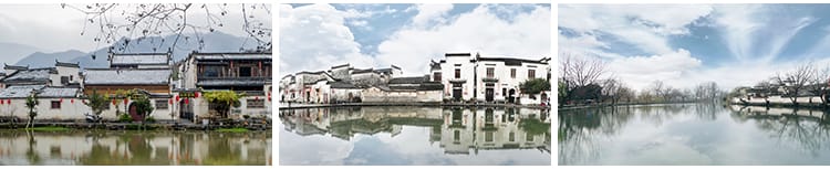 安徽宏村古村落旅游风景观古风徽派徽州乡村古镇建筑风光图片素材