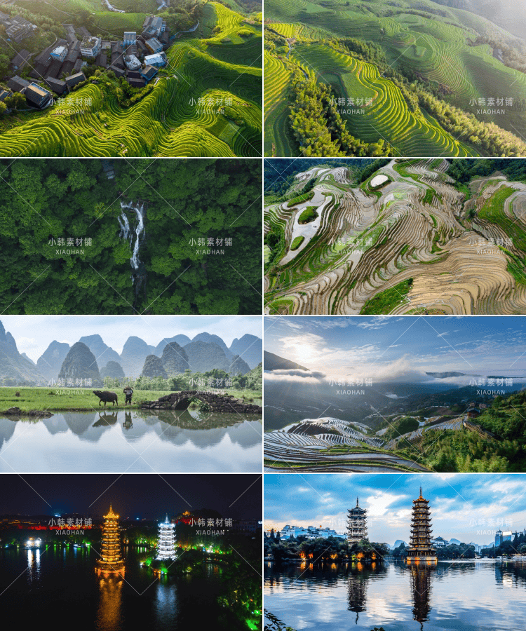 桂林山水风景横版高清抖音自媒体pr剪辑背景图片素材