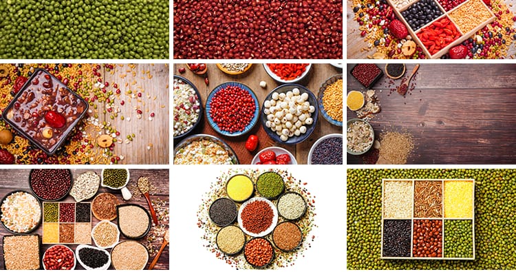 五谷杂粮大米小麦黑豆绿豆红豆实拍磨坊粗粮大豆玉米设计图片素材