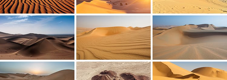 沙漠荒漠岩石山脉荒凉赤戈壁滩沙丘丝绸之路大漠自然风景图片素材