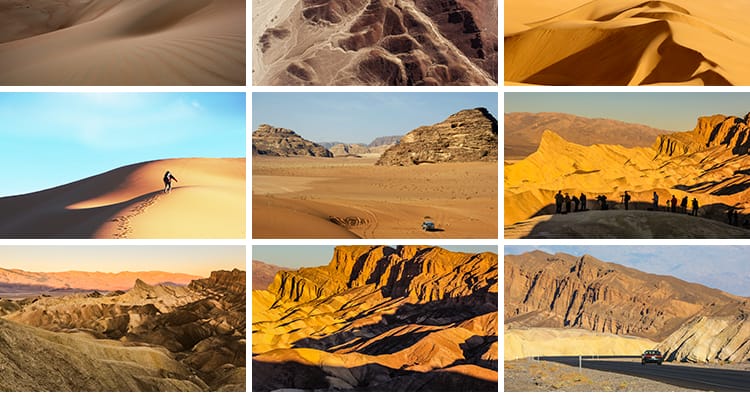 沙漠荒漠岩石山脉荒凉赤戈壁滩沙丘丝绸之路大漠自然风景图片素材