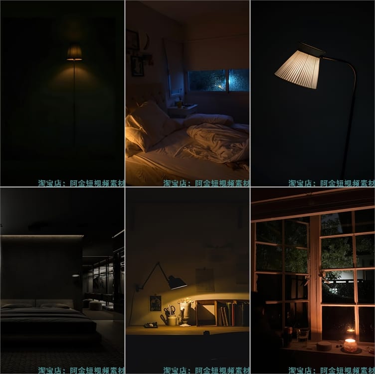 竖屏暗系室内昏暗台灯卧室灯光抖音绿幕场景直播间背景图片素材