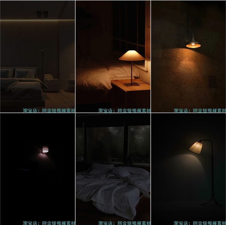 竖屏暗系室内昏暗台灯卧室灯光抖音绿幕场景直播间背景图片素材